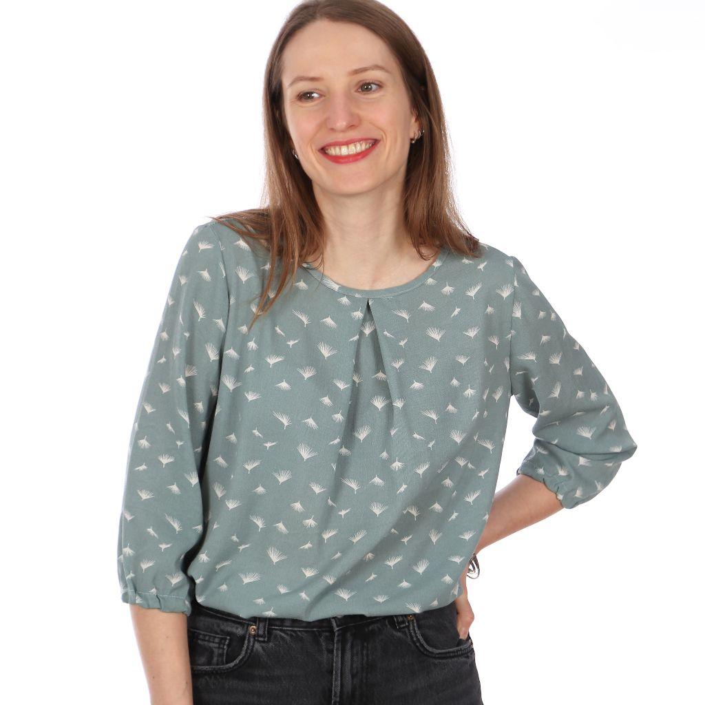 Papierschnittmuster Bluse mit Kellerfalte Frau Suki XS-XXL